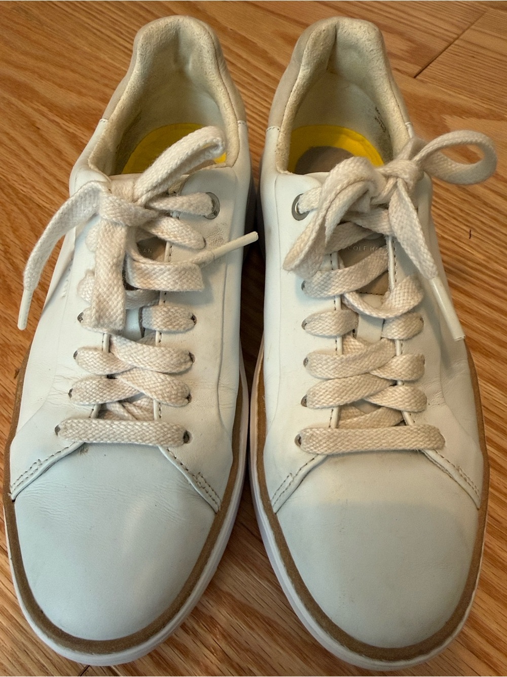 Cole Haan White Leather Lace-Up Sneakers